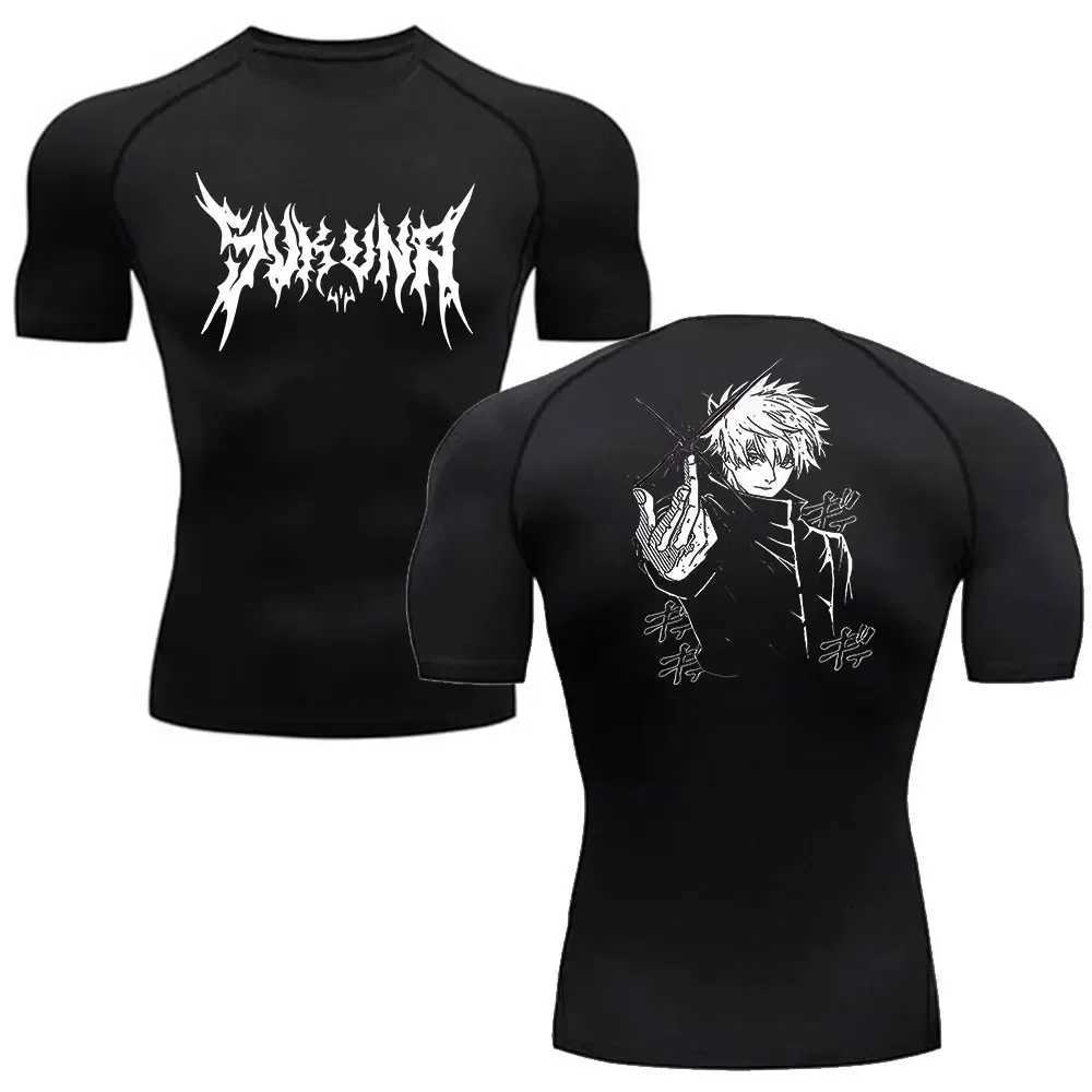 Mens Summer Fitness Gym Sports Running T-Shirt New Hot Selling Anime Jujutsu Kaisen Compression Shirt Short Sleeve S-3XL W250214