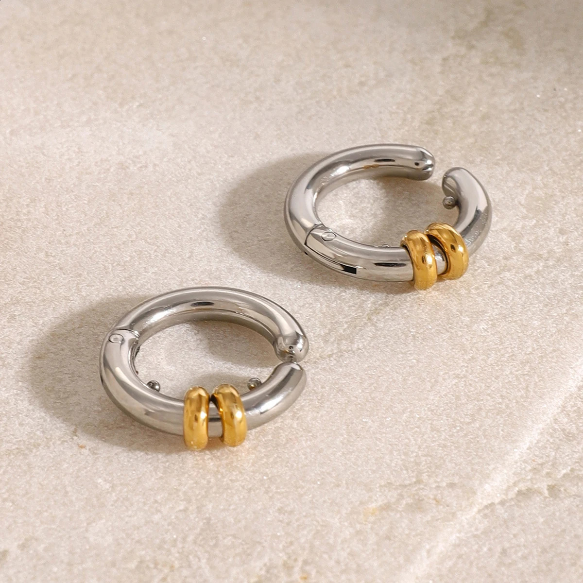 Youthway Trendy Modern Stainless Steel Gold Silver Color Geometric Cshaped Ear Clip For Unisex Anti Allergic Jewelry Gift 250213