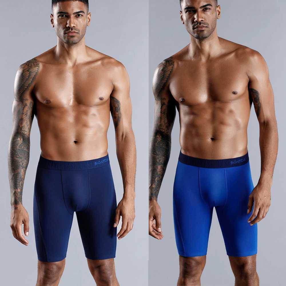 4pcs long boxers for men underwear plus size Mens panties sexy long leg underpants cotton Mens boxer shorts fashion male TrunkT250210