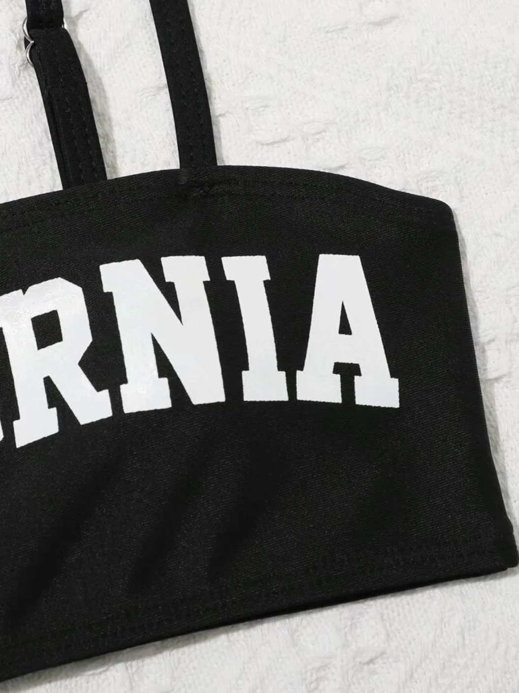 Girls 4pack Letter Print Bikini Sets with Shorts Mesh White Cover Ups Swimsuit 8-12 Years Childrens Swimwear Sport Bathing SuitXJ250214