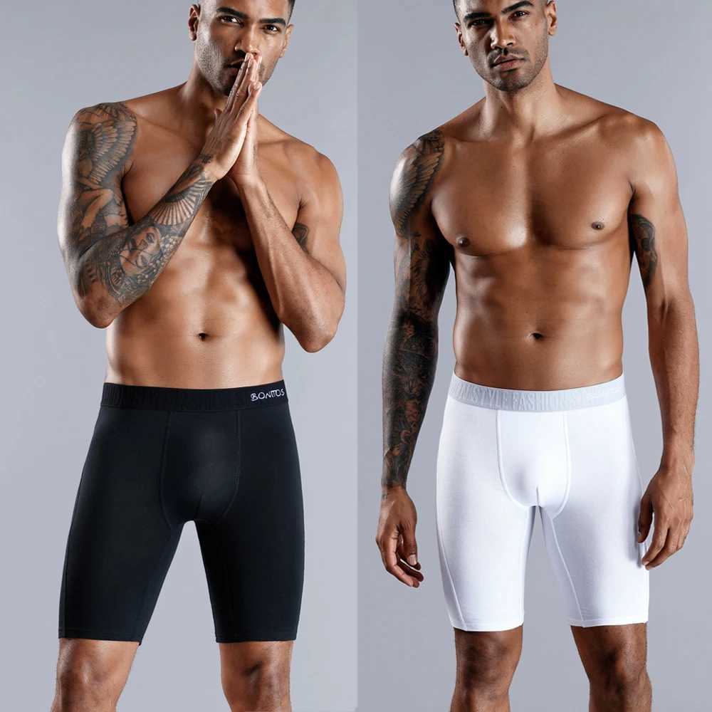 4pcs long boxers for men underwear plus size Mens panties sexy long leg underpants cotton Mens boxer shorts fashion male TrunkT250210