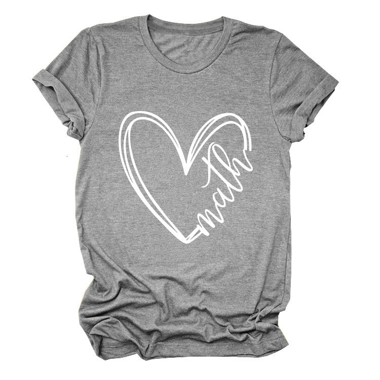 Designer Free Shipping Math Heart Summer New Short Sleeve Women's Fashion Trend T-shirt Large