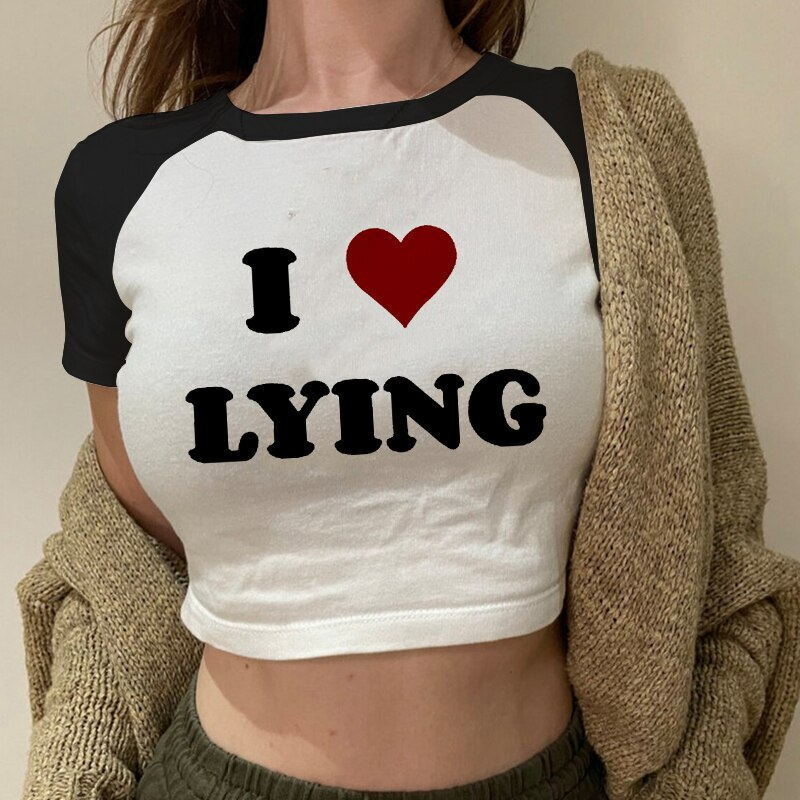 Designer's New Spicy Girl Letter Printed Crop Top Short Women's Street Style American Raglan Sleeve T-shirt