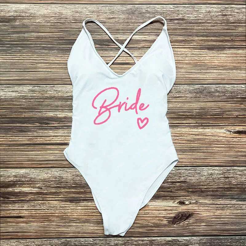 S-3XL Swimwear Women Team Bride One-Piece Swimsuit Squad Swim suits Sexy Padded Bachelorette Party Bathing Suit Summer BeachwearW250214