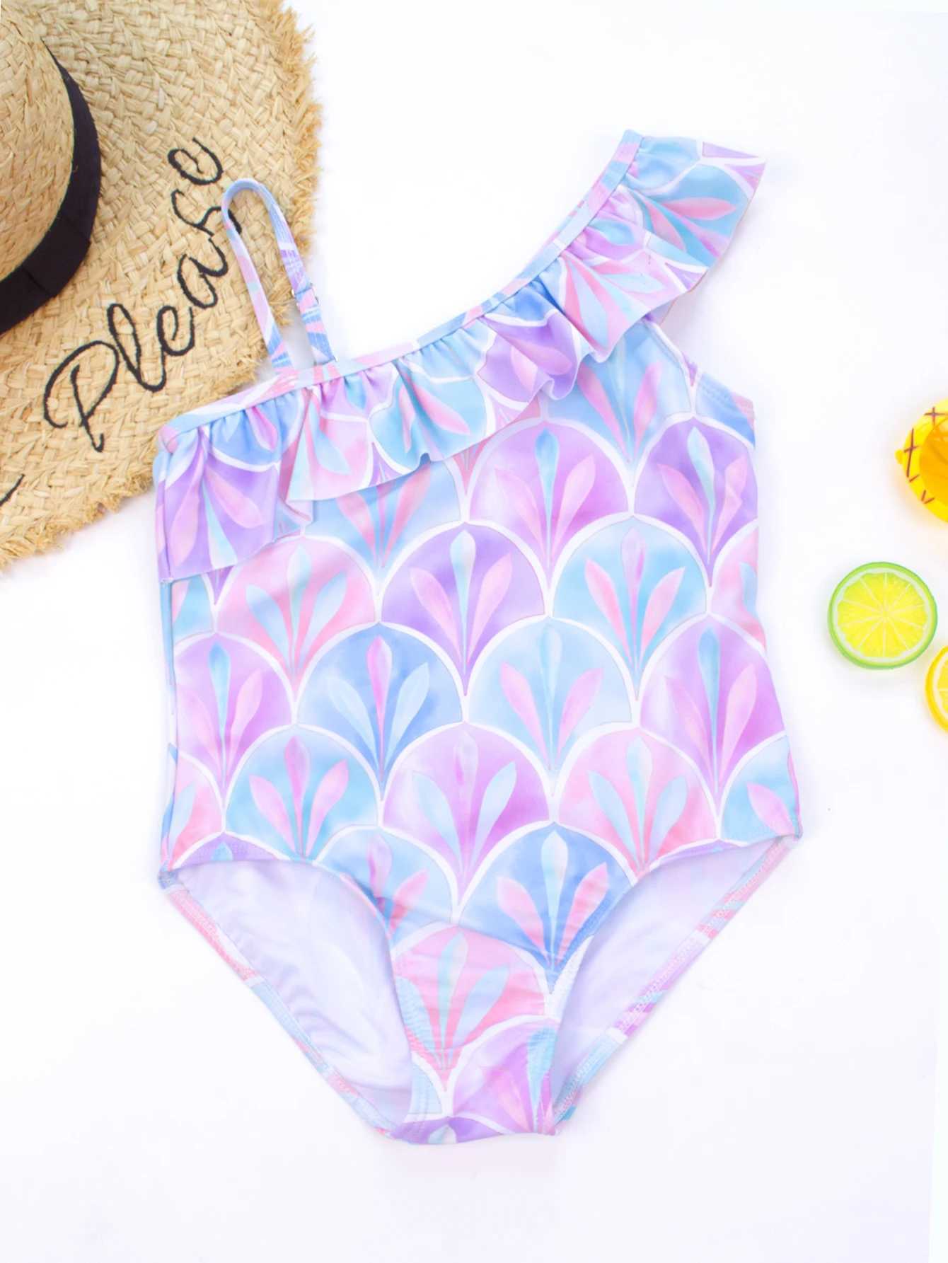 2024 Girls Ruffle Bikini Swimsuit Gradient Leopard Floral Animal Kids Swimwear Children Bikini Rainbow Bathing Set 459XJ250214
