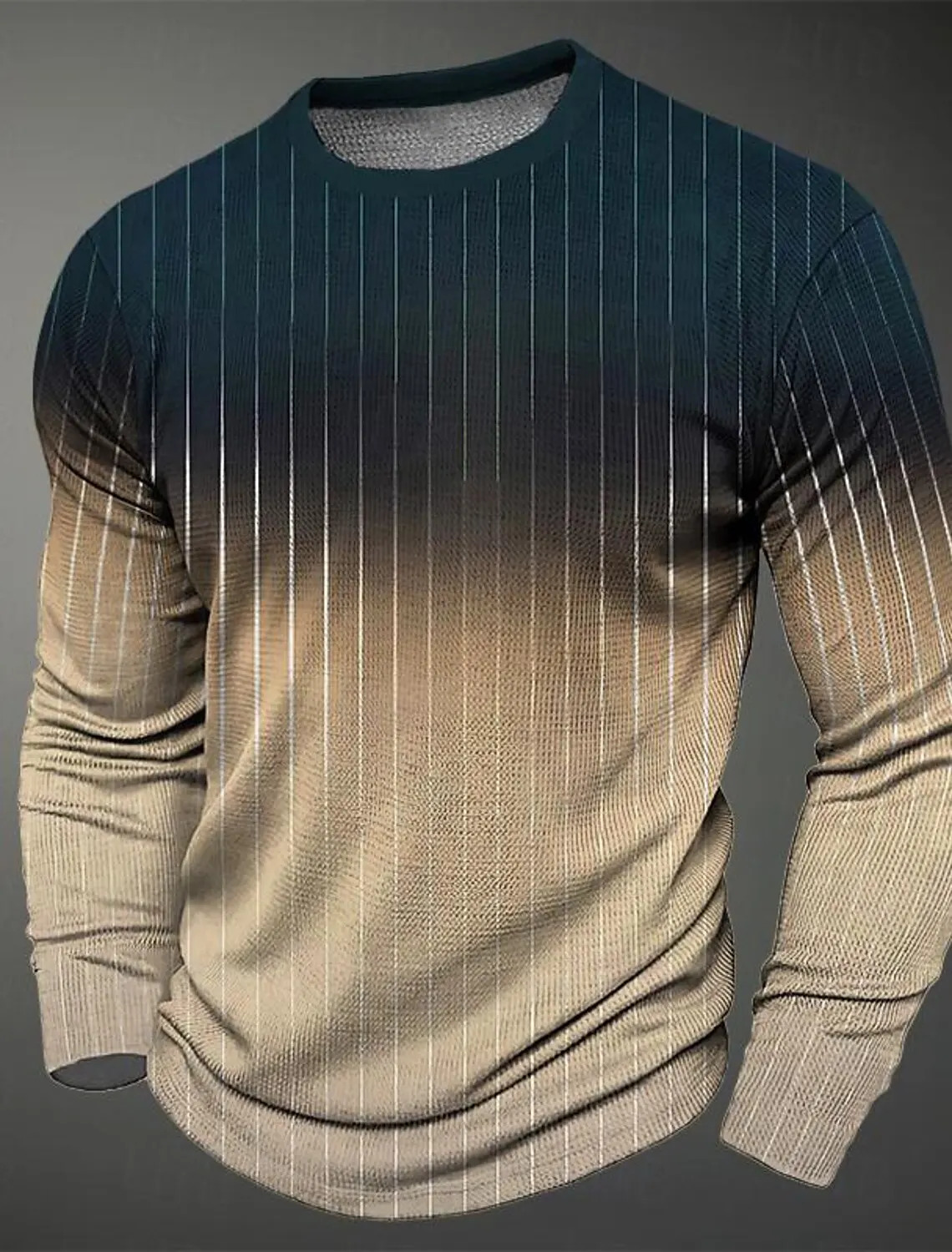Color Block Stripes 3D Print Mens Street Style T Shirt Sports Outdoor Holiday Going Out T-shirt Long Sleeve Crew Neck Shirt Top 250213
