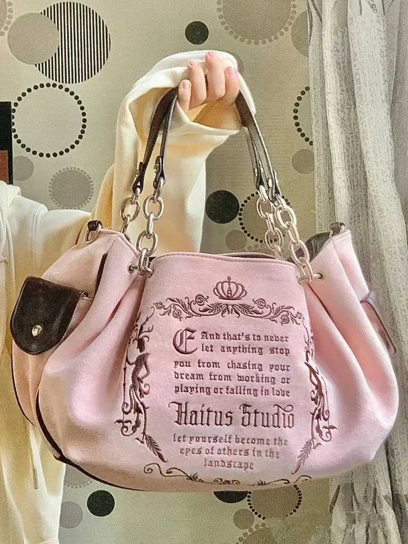 JIAERDI Vintage Letter Y2k Handbag Wen Gothic Large Capacity Casual Crossbody Bag Purse Fem Harajuku Ahetic The Tote Bag Z250215