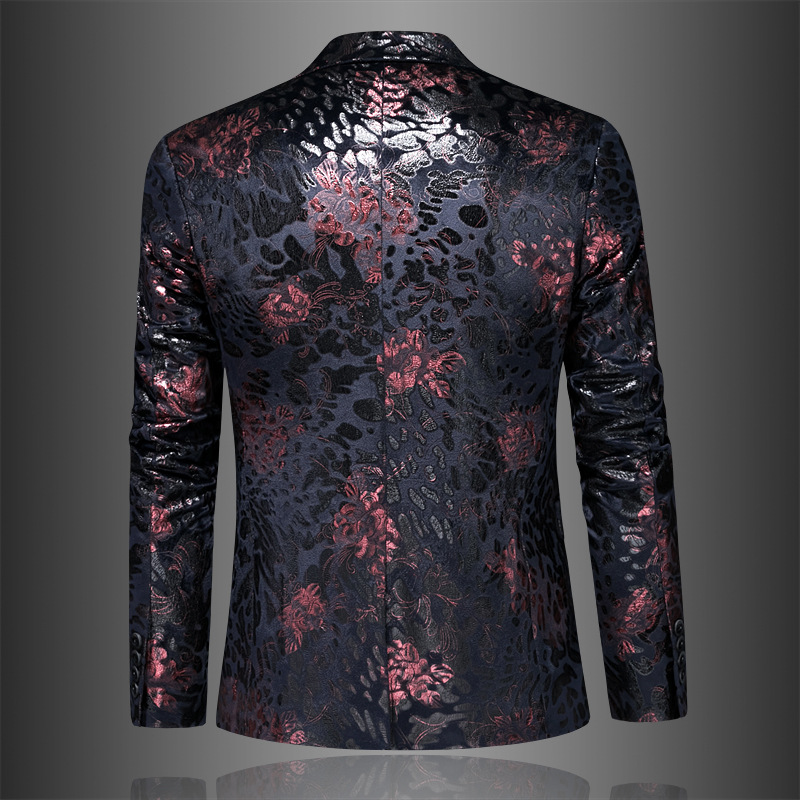 H211Trendy 2025 Autumn Floral Pattern Men's Suit Coat - Elegant Korean Fashion