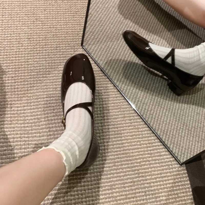 Mary Jane for Wen 2025 Fi Leisure Patent Leather Single Soft Portable Red Ballet Shoes atos De Mujer Y250214