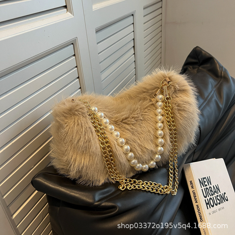 Autumn/Winter Women's Handbag Designer Handbag Warm Plush Shoulder Chain Shopper Wallet 2025 New Women's Handbag