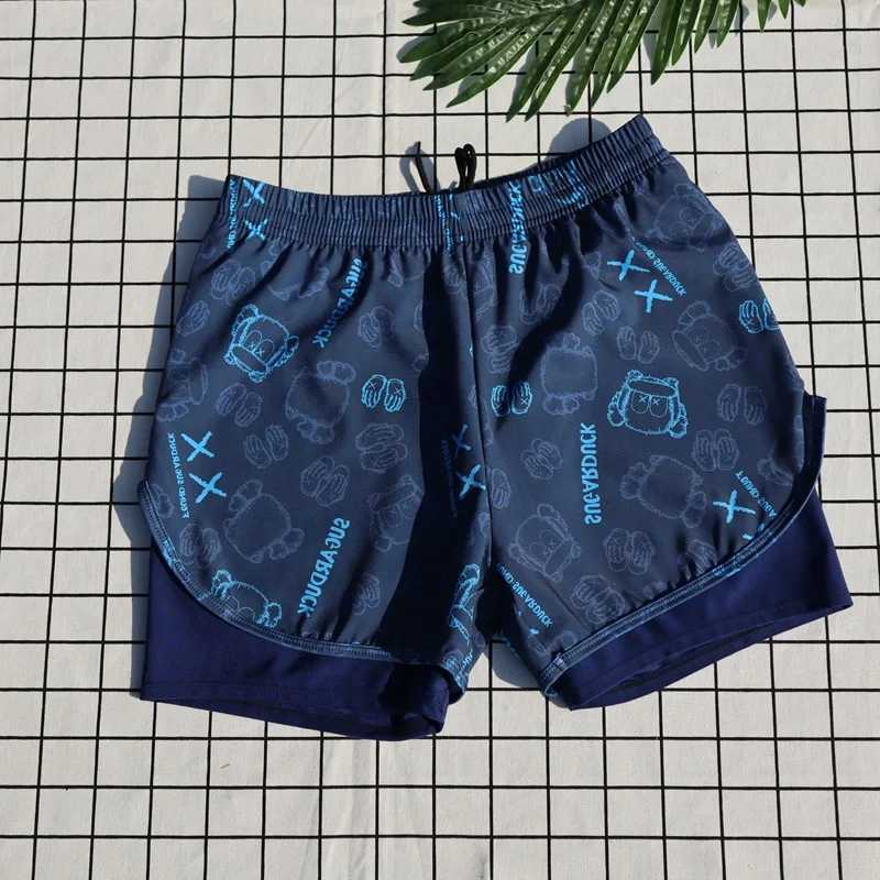 High-grade Polyester Swimming Trunks Set for Young Boy Adult Youth Swimsuit Swim Trunks Double Layer Swimwear for Young BoyXJ250214