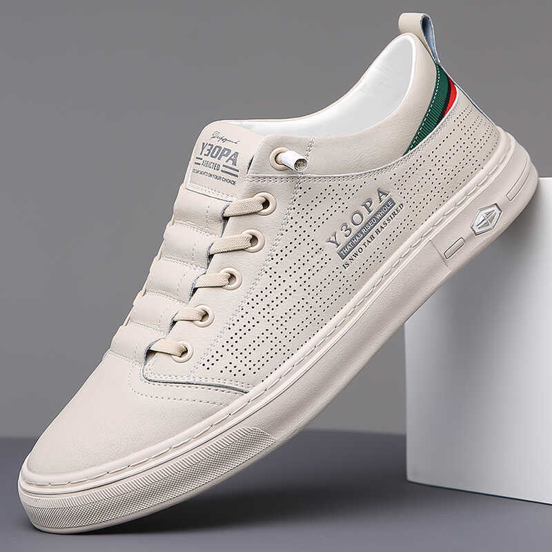 Men Casual Shoes Flat NEW hot Bottom Simple Design Sense Versatile Triple White Beige Free shipping