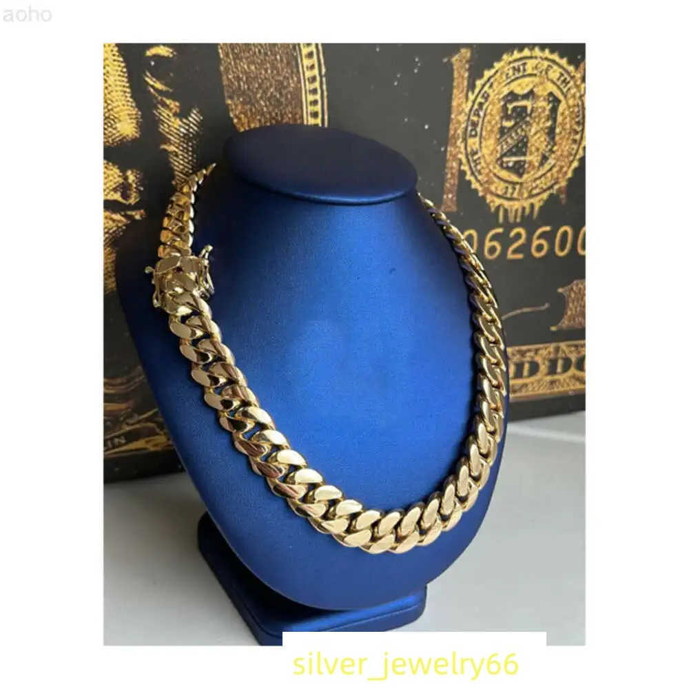 Handmade 18mm 22 Miami Cuban Link Chain 420grams Heavy Solid 925 Sterling Silver 14k Gold Plated Curb Hiphop Chain