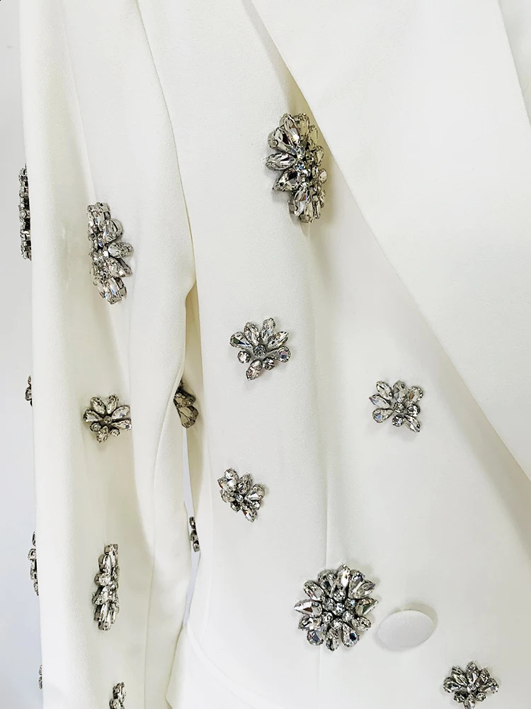 HIGH STREET est Fashion Suit Set Womens ious Rhinestone Diamonds Beaded Blazer Flare Pants Suit 2pcs 250210