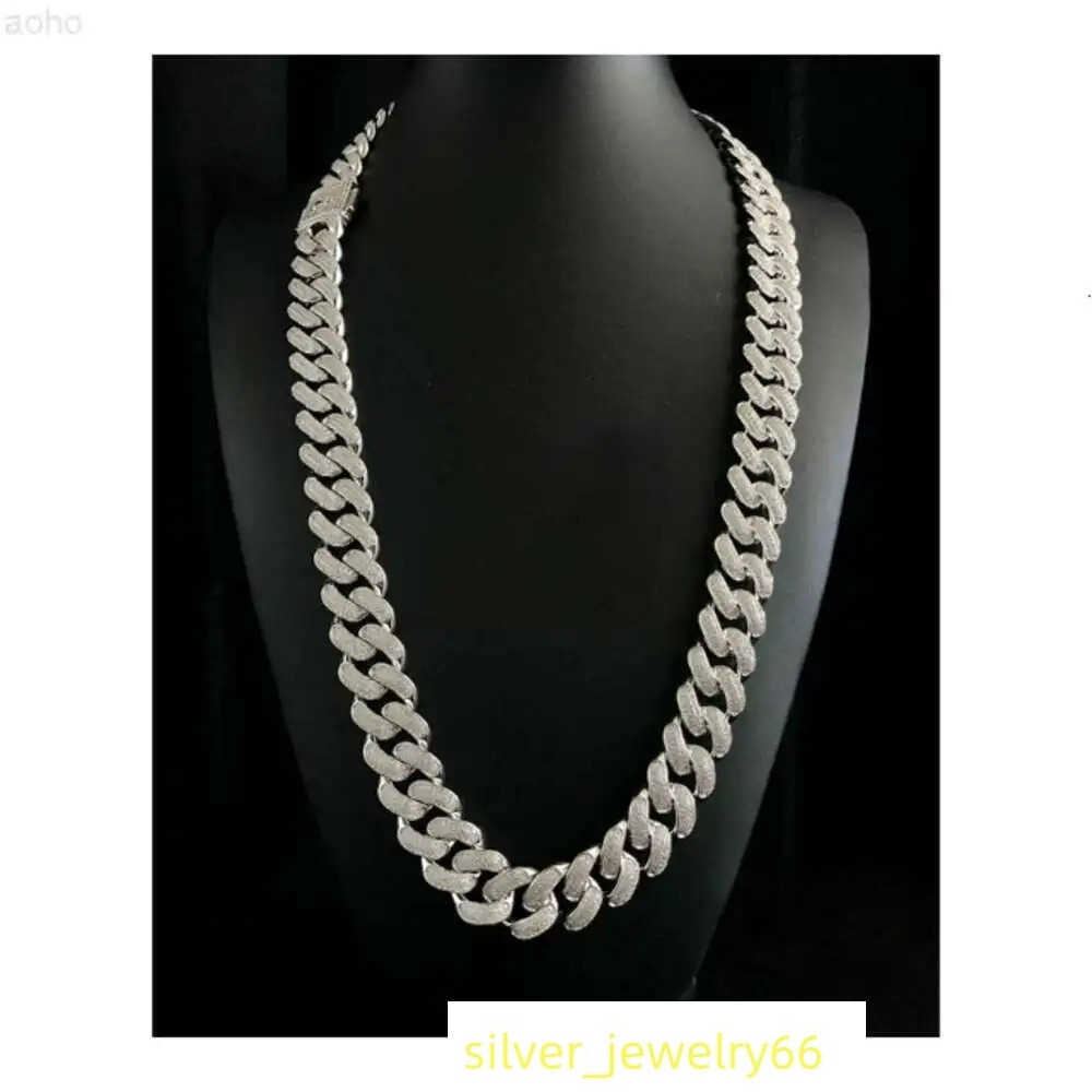 Arrival Miami Cuban Link Chain Vvs Moissanite Diamond Stubbed 925 Sterling Silver White Gold Plated