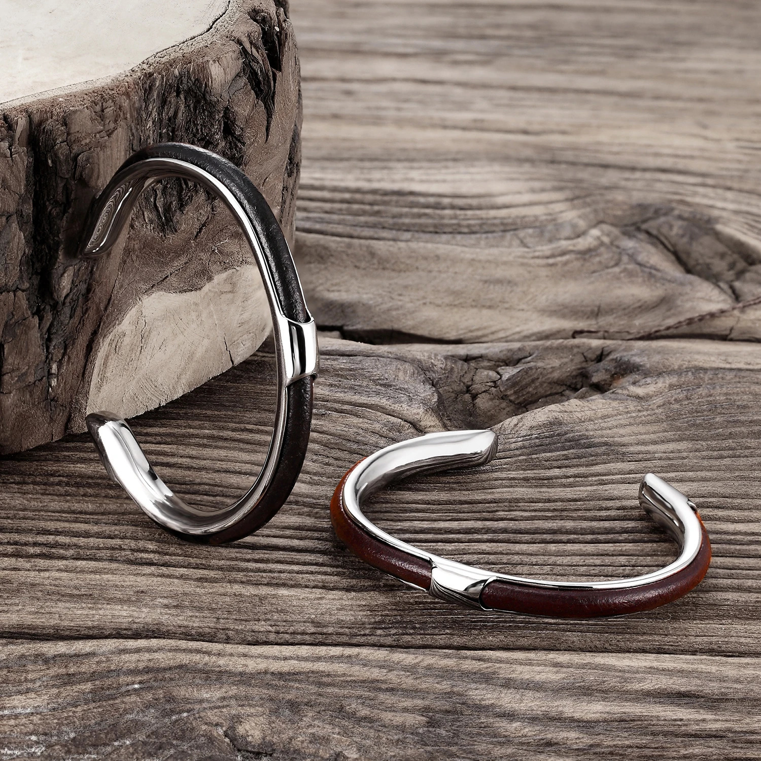 Charm Male Hand Woven Leather Bracelet Black High Quality Metal Stainless Steel Bracelets Bangles for Men Wrist Strap Gift 250210