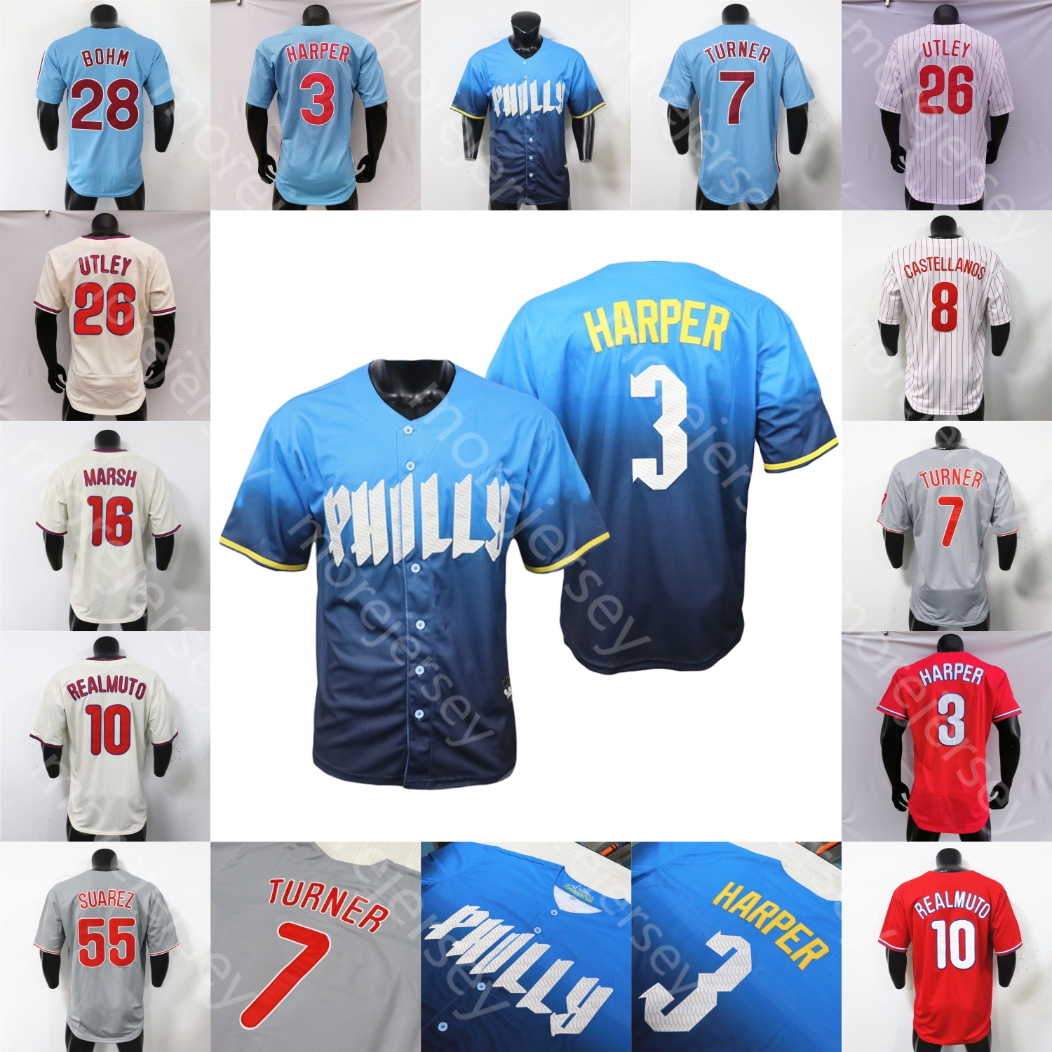 Baseball Jersey Harper Andrew Painter Bryson Stott J. T. Realmuto Trea Turner Ranger Suarez Nick Castellanos Wheeler Schwarber Clemens Kennedy Marsh