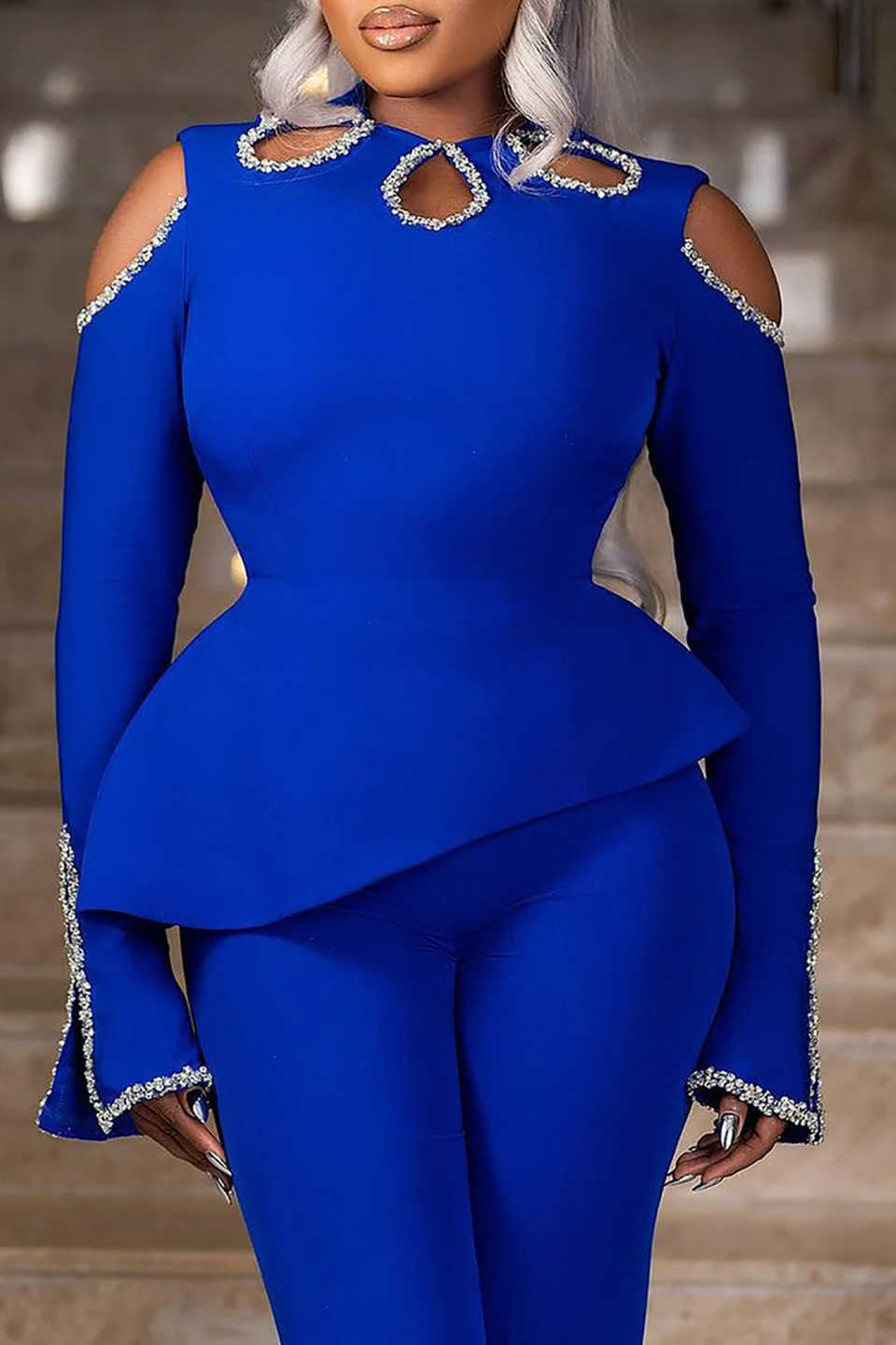 Customized Designer Women Pants Suits Crystal Ladies Prom Birthday Party Formal Wear Outfit Jacket 2 Pieces