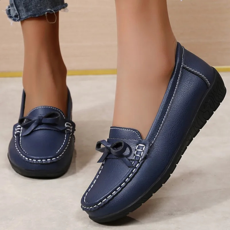 Wedge Fashion Women Flats Genuine Leather Soft Shoes Women Slip On Women Casual Shoes Moccasins Tenis Feminino Plus Size 250214