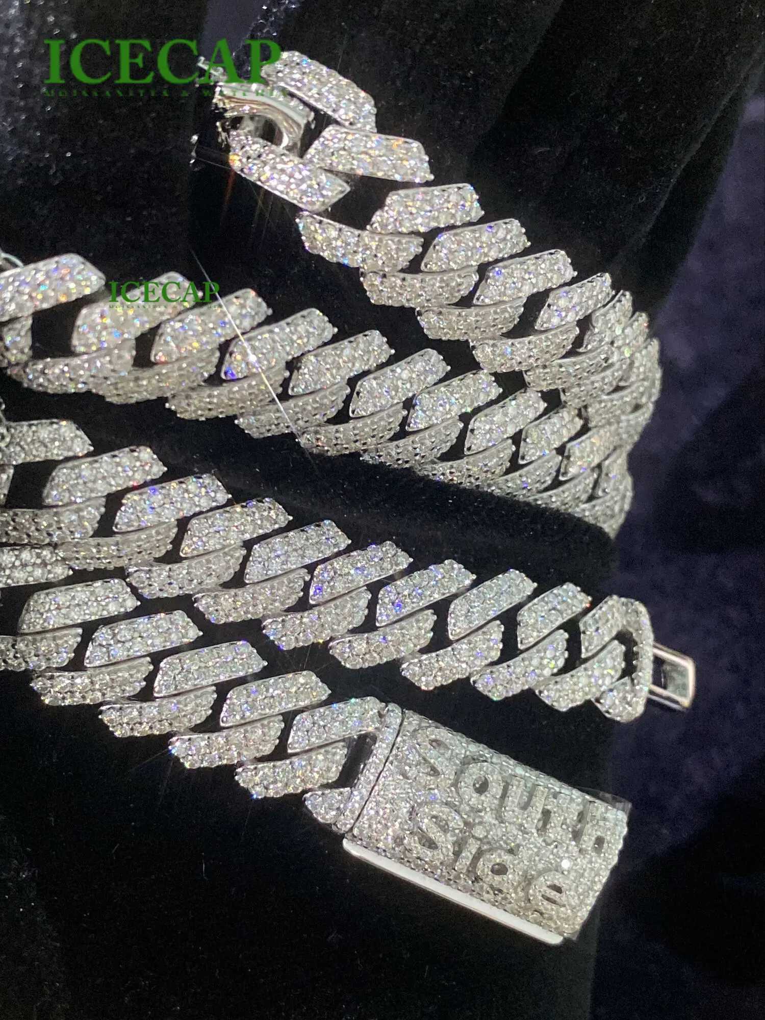 Hiphop Jewely Custom 12mm 2 Rows Vvs Moissanite Cuban Chain Lock Name Sterling Silver Pass Diamond Tester Rapper Chain Necklace