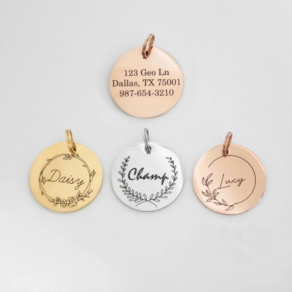 Custom Engraved Name Date Round Coin Stainless Steel Personalized ID Tag Accessory Jewelry Pendant Fit for Bracelet Necklace 250210
