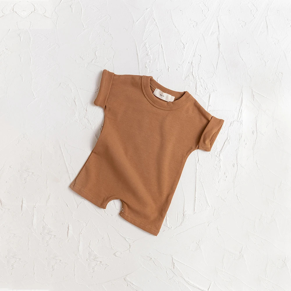Baby Rompers Summer Solid Boy One piece Short Sleeve Born Cotton Clothes Baby Girl Bodysuit Onesies born Baby Clothes 250214
