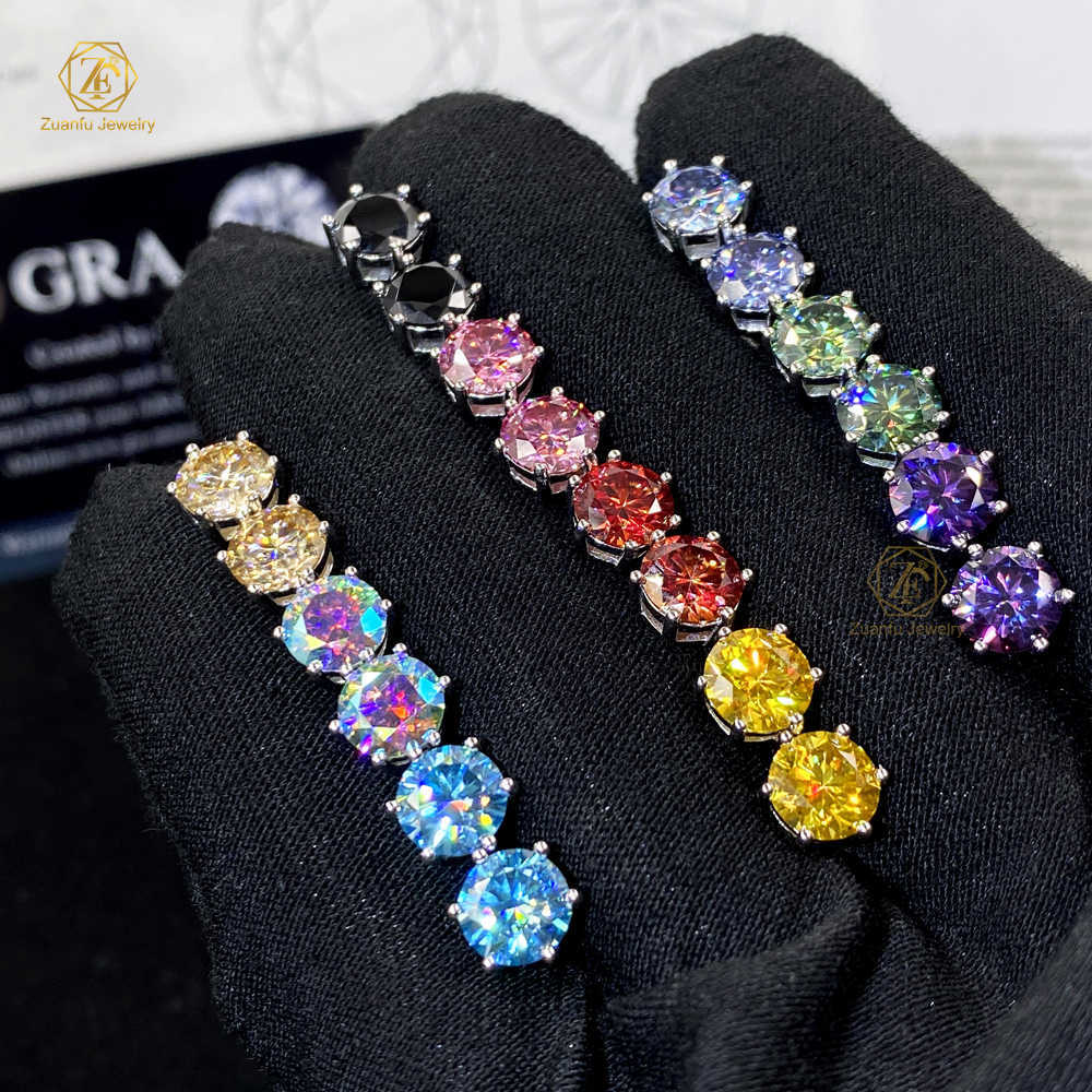 Fashion Jewelry Moissanite Stud Earrings 5mm 6.5mm 8mm 18k Gold 925 Sterling Silver Earrings Screw Back Stud Moissanite Earrings