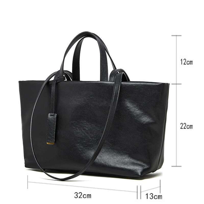 New Genuine Women's Shoulder Cowhide Tote Bag Niche Crossbody Retro Soft Leather Large Capacity