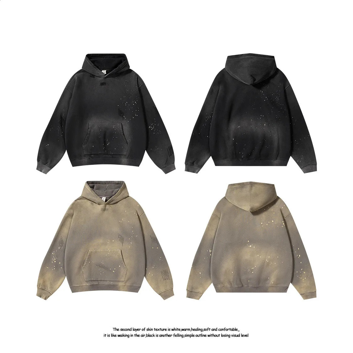 Vintage Acid Washed Hoodie Distresses Pullover Oversized Causal Street Fashion Sun fade 100 Cotton Hoodies For Man or Women 250214