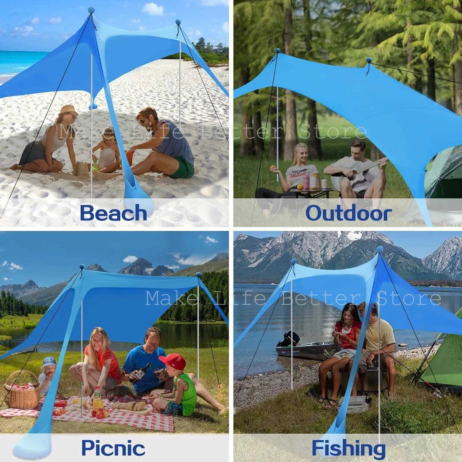300x300 Beach Tent Sunshade Large Awning Ultralight Sun Shelter for Sea Outdoor UV Resistant Patio Shade Camping Waterproof Tent X250215