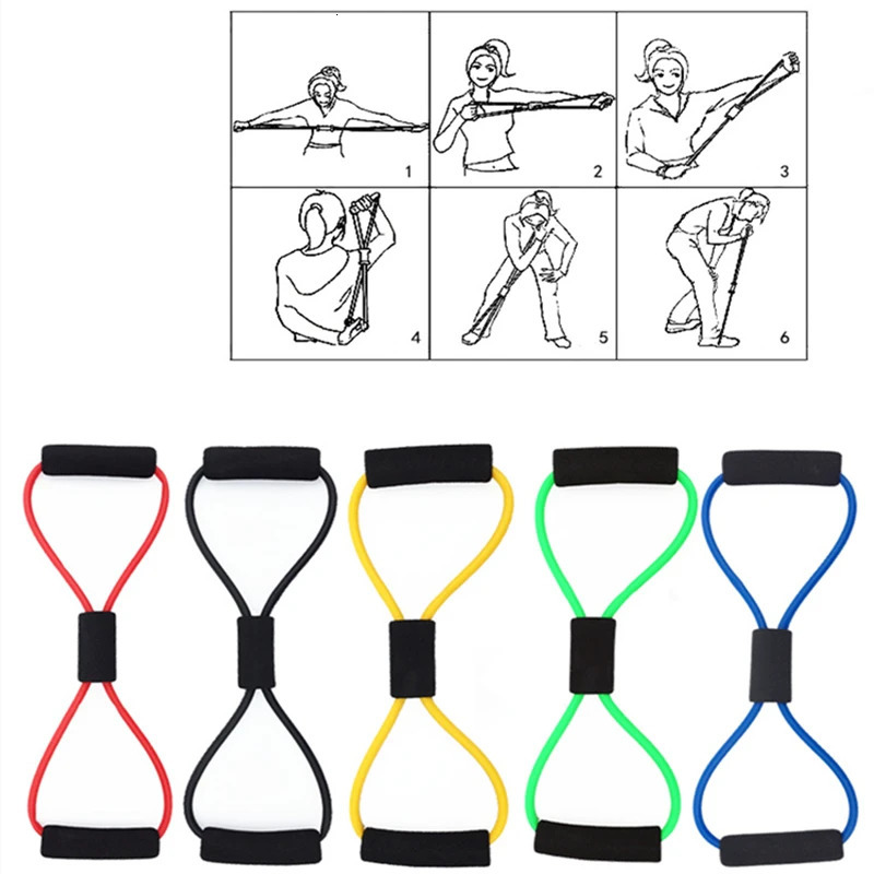 Fashion Yoga Resistance Bands Elastic Band Sports Exercise Puller 8shaped Chest Expander for Body Building Home Gym Fitness 250213