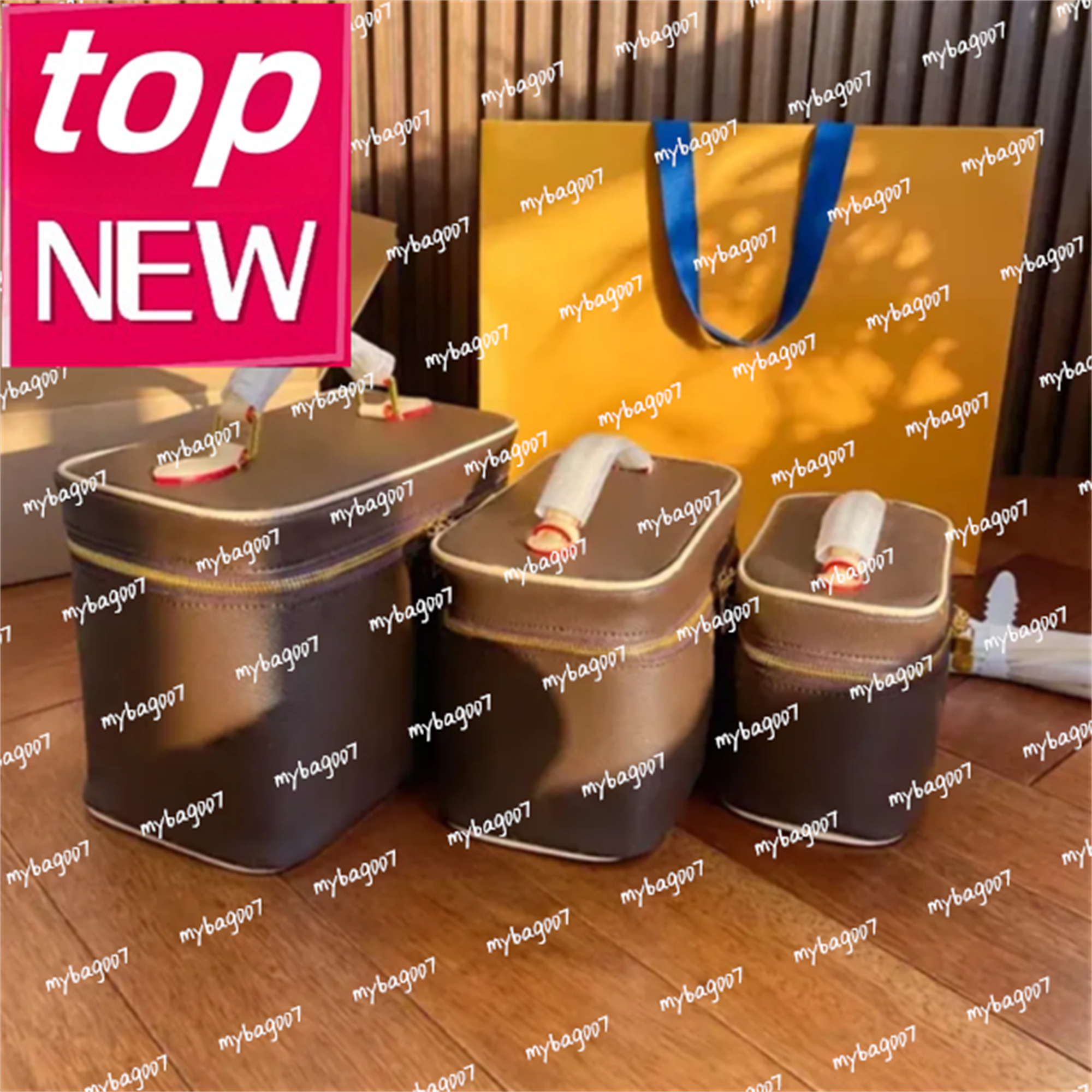 Nice Vanity Makeup Designer Bag for Womens Luxury Handbag Leather Make Up Toiletry Clutch Bags Cross Body Shoulder Totes Cosmetic Wash Bag purse