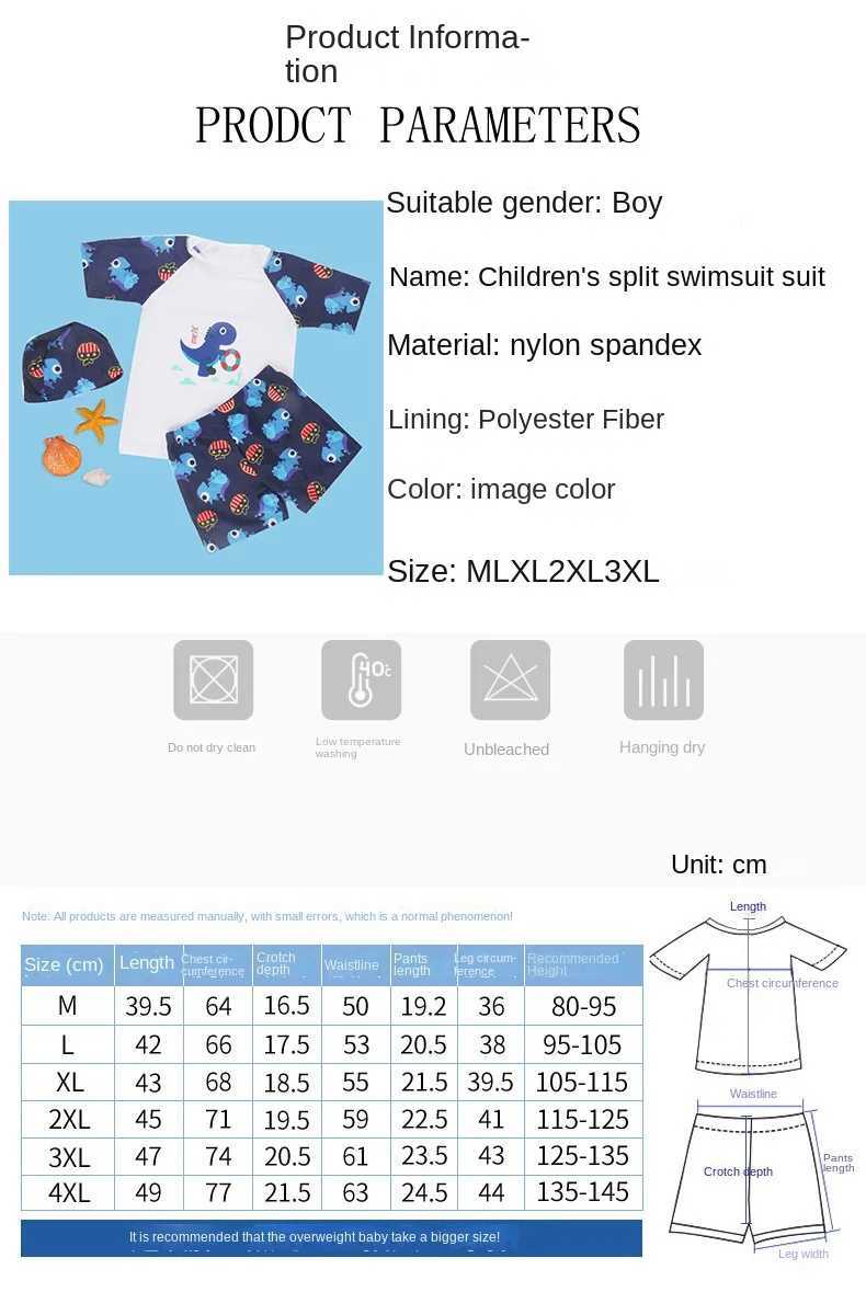 Childrens Boys Summer Baby Sun Protection Quick Drying Split Body Swimsuit Childrens Middle and Large Childrens Cute OutfitXJ250214
