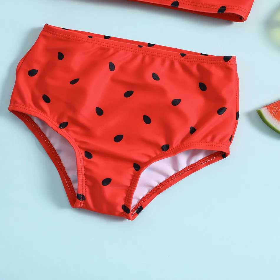 1-6Y New Fashion Kid Watermelon Design Bikini Set Lovely Two Pieces Child Swimwear Cute Girl Flouncing Swimsuit Summer BeachwearXJ250214