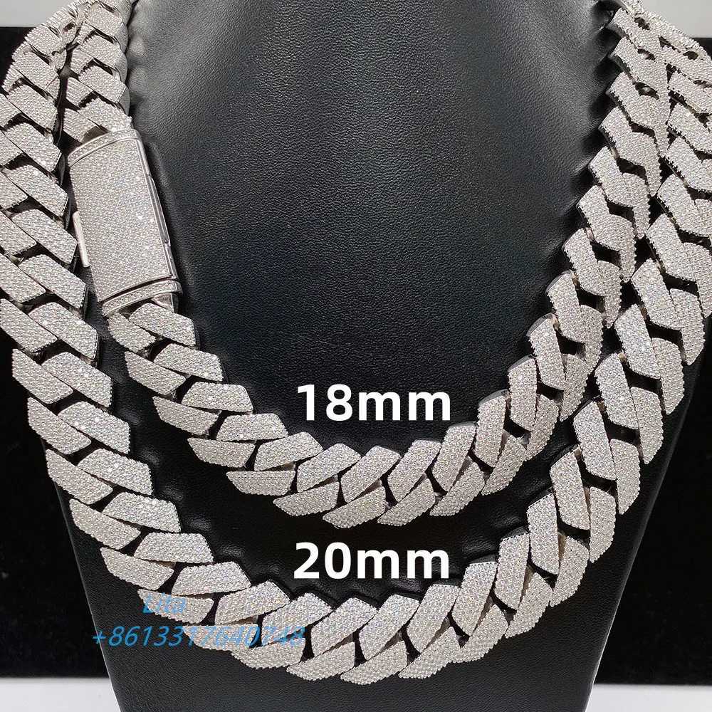 15mm 18mm 20mm Heavy Cuban Chain Custom Hip Hop Iced Out Jewelry Moissanite Diamond 925 Cuban Link Chain