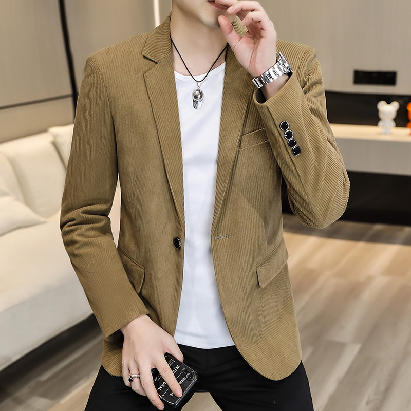 T212Stylish Men's White Corduroy Blazer - Comfortable Casual Wear
