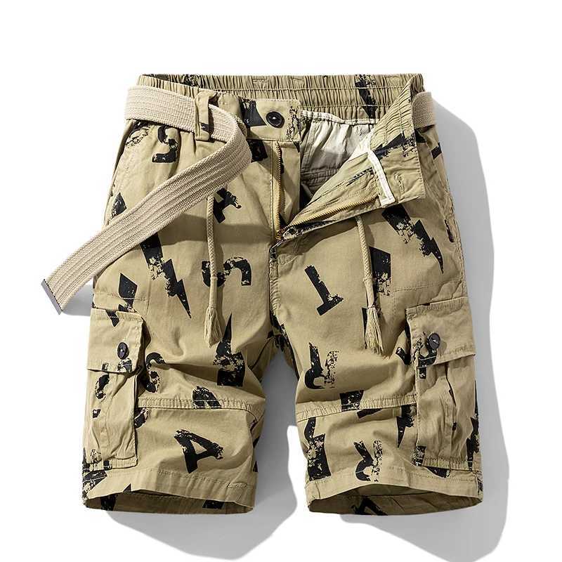 Fashionable Printed Multi-Color Workwear Shorts Mens Summer 2024 New Multi-Pocket Pants Loose Straight Casual Shorts W250215