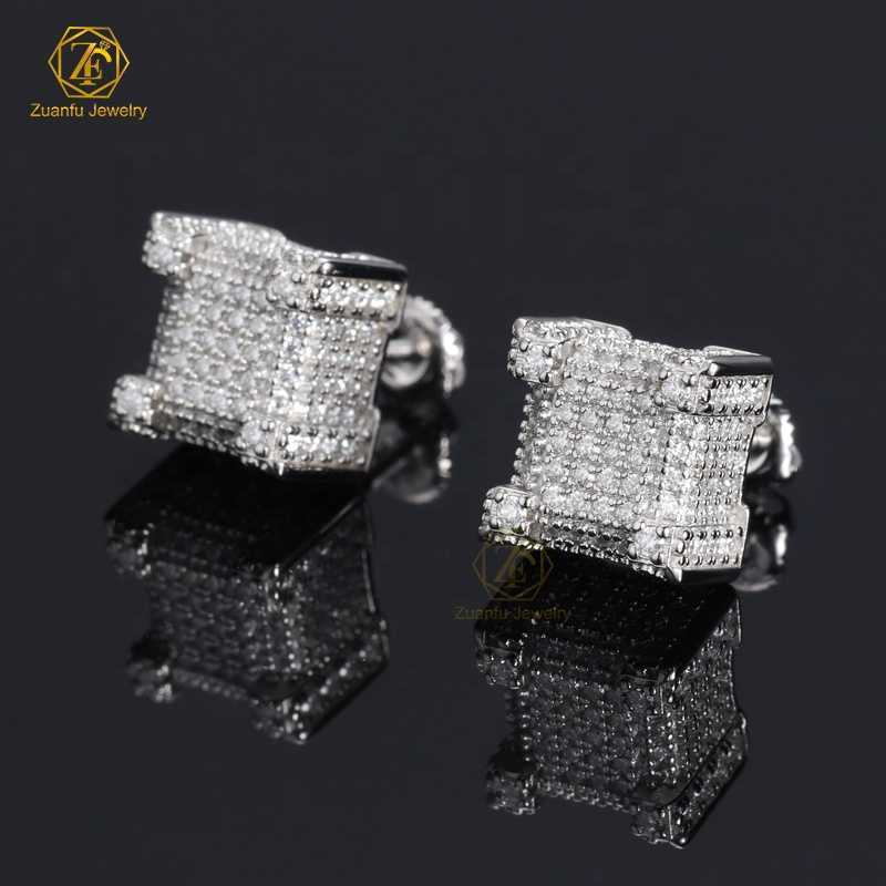 GRA Certified VVS Moissanite Earrings Solid 925 Sterling Silver HipHop Stud Earring Daily Life Moissanite Men Earrings
