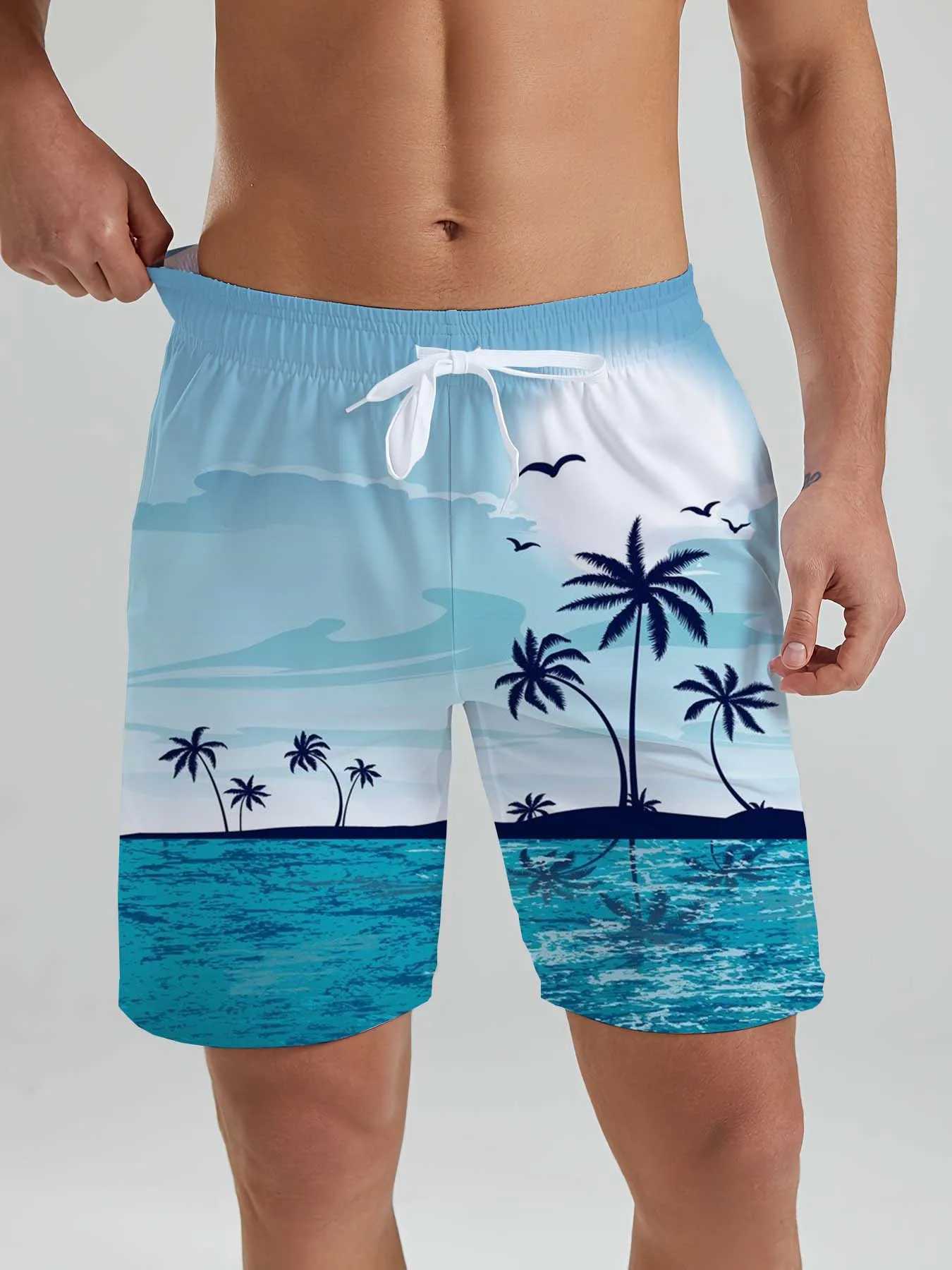 Hawaiian flamingo vacation beach shorts mens summer new leisure street shorts cocoa beach 3D printed board shorts swimming trunks W250215
