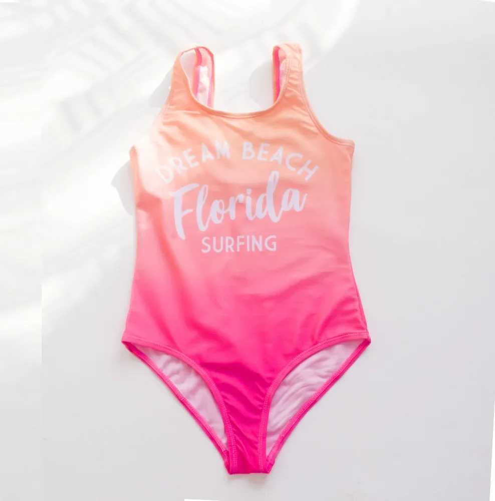 Kids Bathing Suits Girls One Piece Swim Suit printing letter Children Swimwear For Girls Infant Swimsuit Child Summer BikiniXJ250214