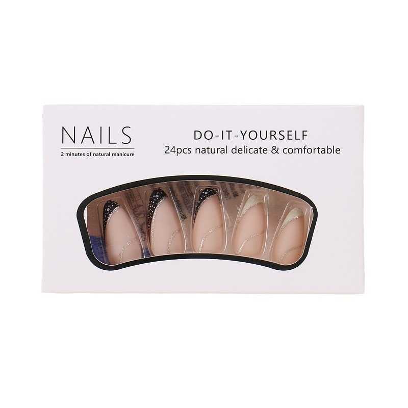 False Nails French style nail art patches are popular with 24 finished nail art patches available for wearing H25215