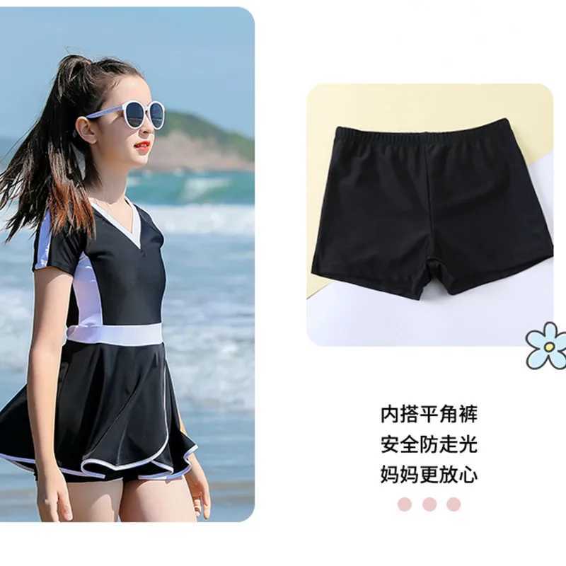 New Girls Swimwear 2 Pieces Swimsuit with Skirt Teenagers Short Bikini Children Swimming Pool Bath Suit Tankini Sets BeachwearXJ250214