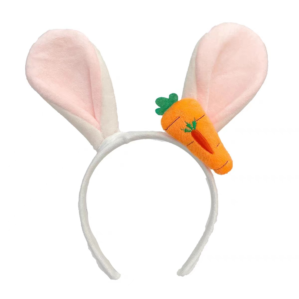 Soft Plush Children's Hair Band with Bunny Ears and Carrot Print Cute Cartoon Hairpiece