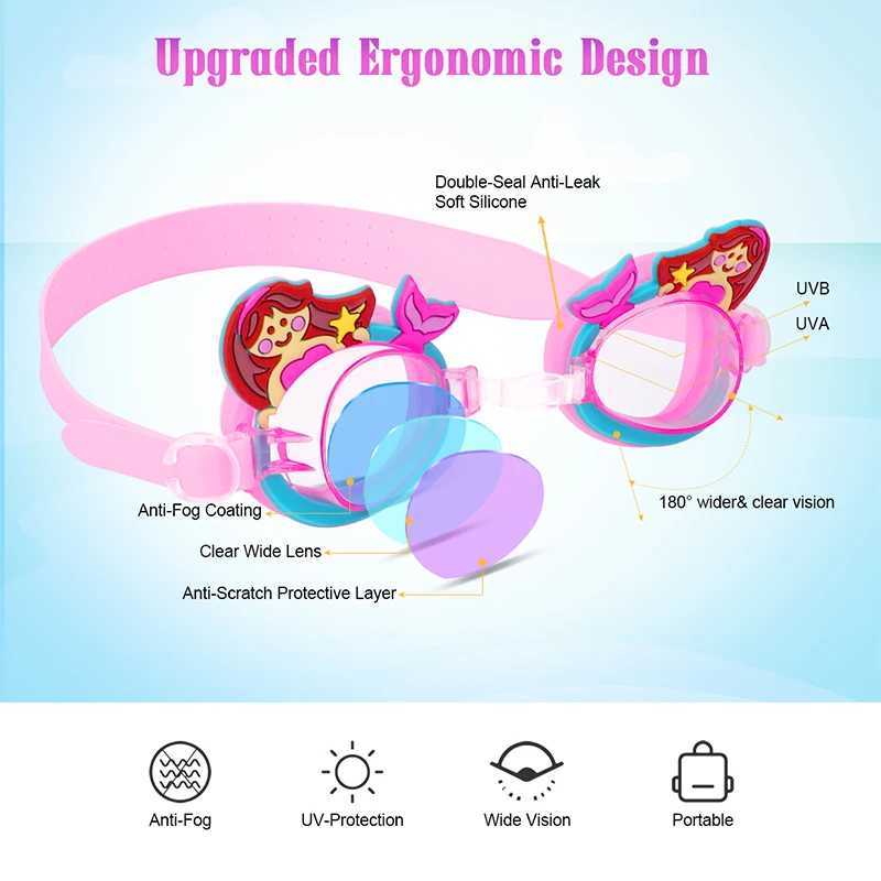 Professional Swimming Goggles Girl Swim Glasses with Ear Plug Waterproof Anti Fog Swim Eyewear For Children Kids Gifts Z250215-1