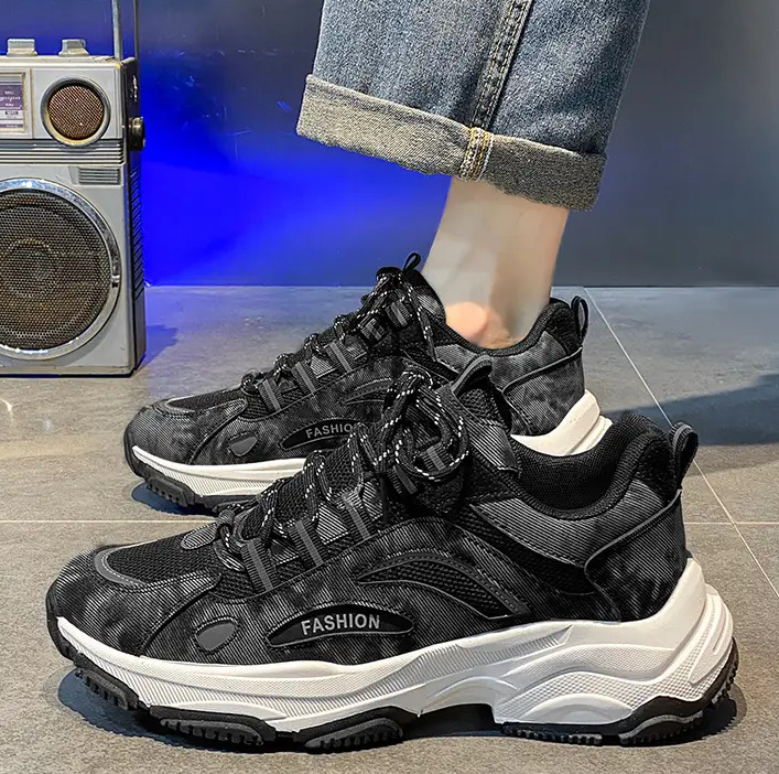 NEW hot Men Sports Shoes Thick Sole Fashion Simple Design Versatile Triple Black Khaki Blue Free shipping