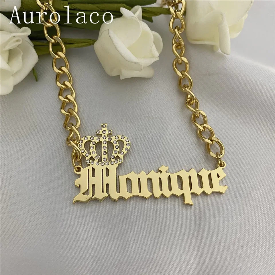 Customized name necklace personalized coffee bean chain stainless steel letter pendant mens and womens jewelry 250214