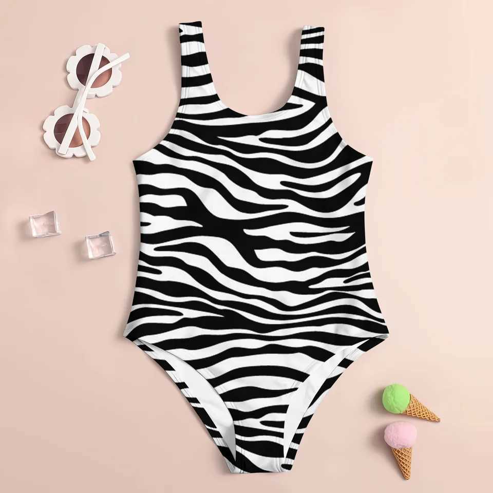 New Girl Summer One-Piece Swimsuit Fashion Cute Leopard Print Floral Fragment 3d Women Swimwear Sleeveless Swim ClothingXJ250214