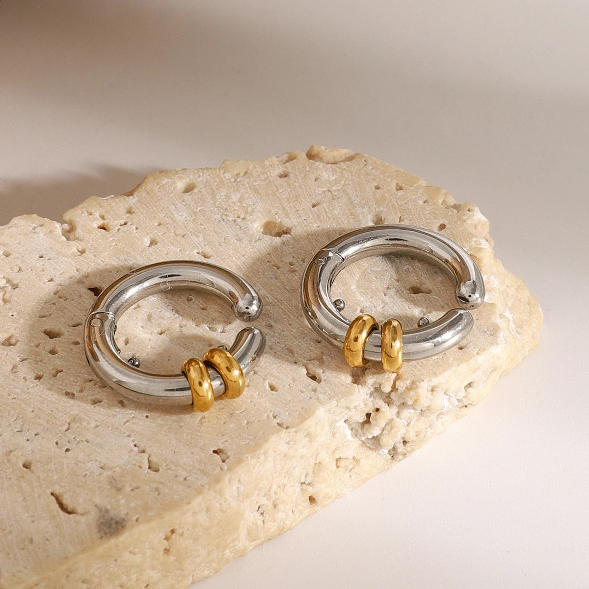 Youthway Trendy Modern Stainless Steel Gold Silver Color Geometric Cshaped Ear Clip For Unisex Anti Allergic Jewelry Gift 250213