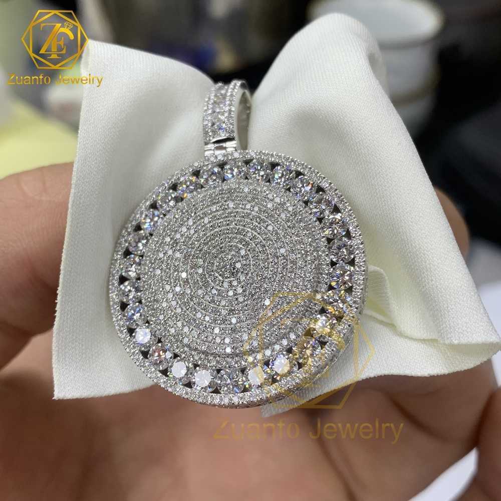 Hip Hop Custom 925 Silver White Gold Diamonds PersonalIze Pendant Rapper Round Iced Out Lab Grown Diamond Pendant