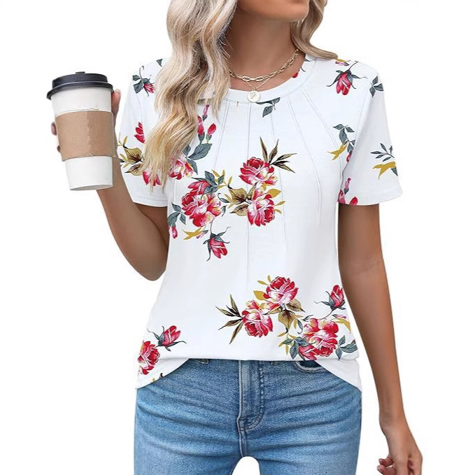 Designer's 2025 Spring/summer New Women's Fashion Round Neck Printed Short Sleeve Women's T-shirt